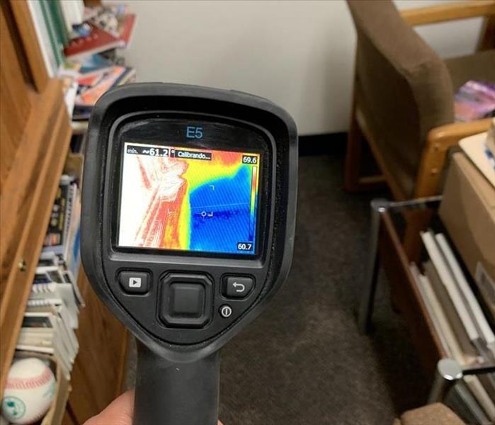Thermal camera showing the water damage